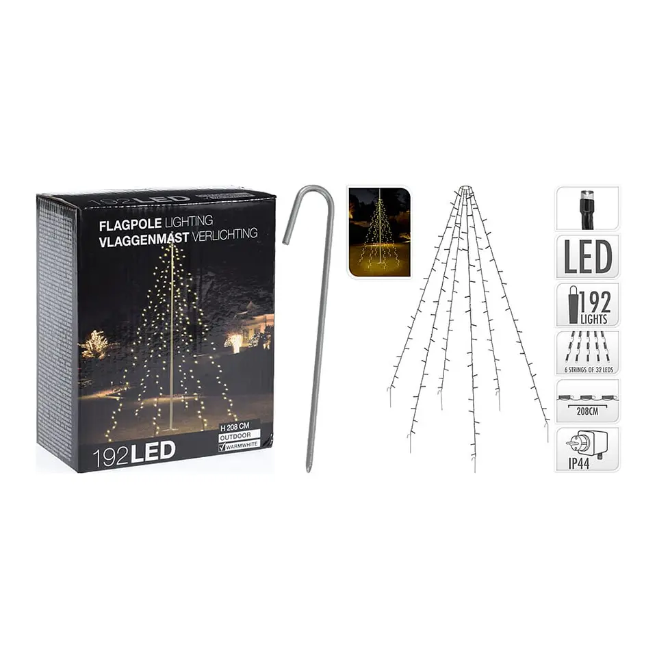Iluminação de Mastro Flagpole 192 LEDs Branco Quente 2,08m Basics (SKU: 71714) 1
