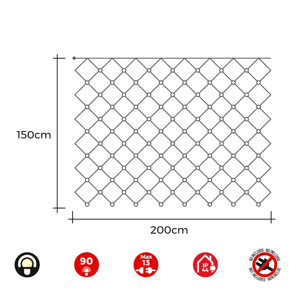 Cortina LED Easy-Connect 2x1,5m 90 LEDs Branco Quente 30V EDM (SKU: 71268) 2
