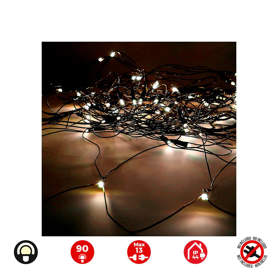 Cortina LED Easy-Connect 2x1,5m 90 LEDs Branco Quente 30V EDM (SKU: 71268) 1