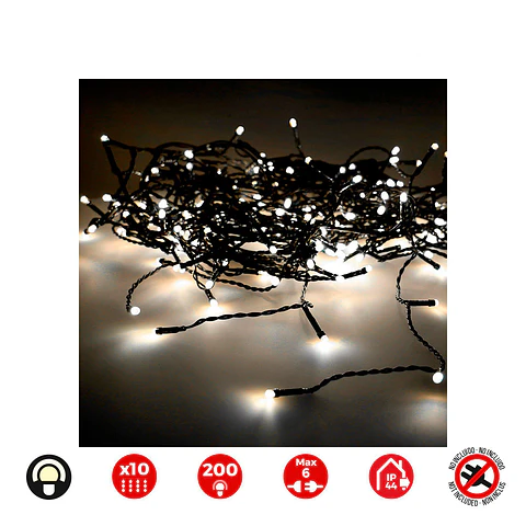 Cortina LED Easy-Connect 2x2m 200 LEDs Branco Quente 30V EDM (SKU: 71263)