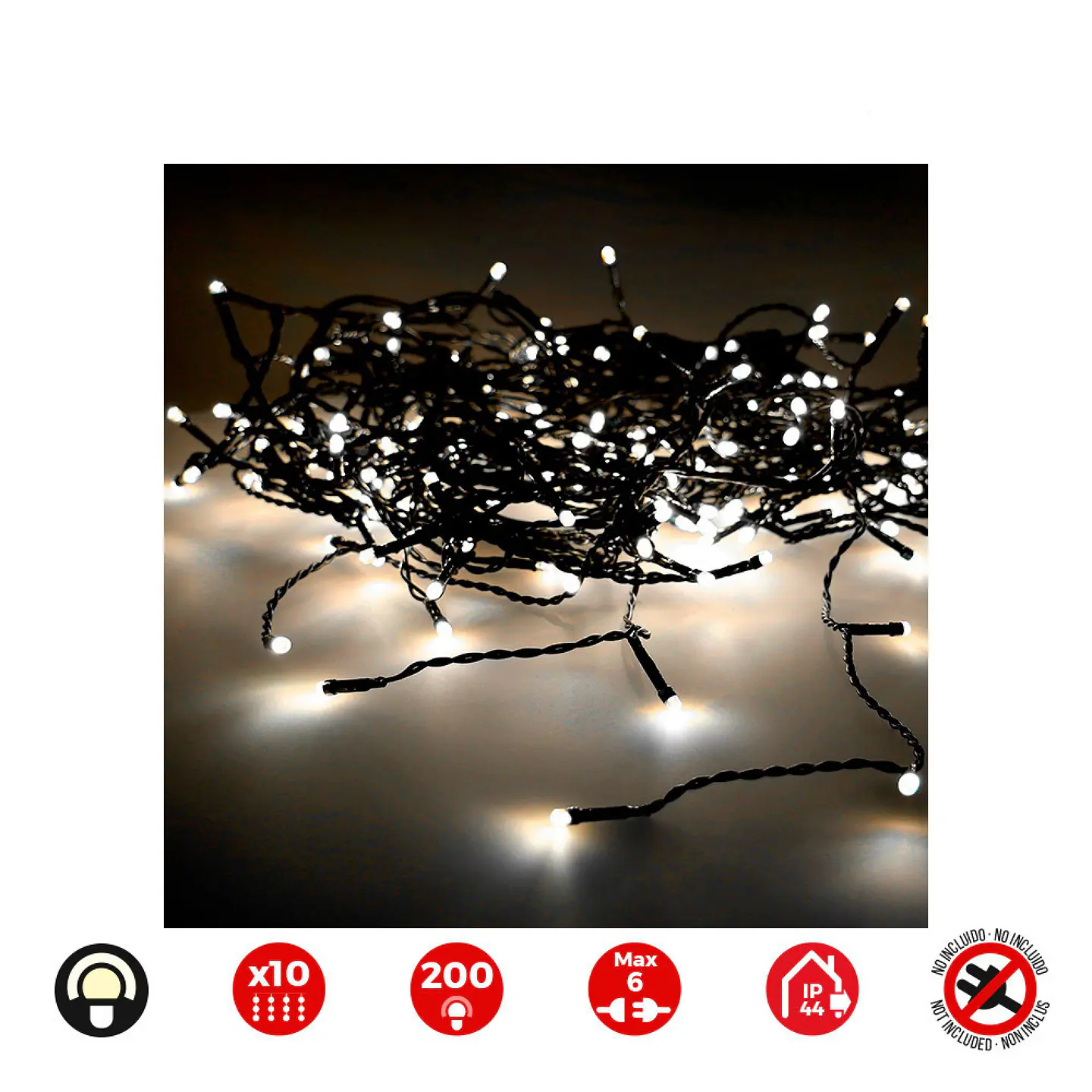 Cortina LED Easy-Connect 2x2m 200 LEDs Branco Quente 30V EDM (SKU: 71263) 1