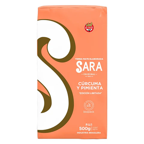 Yerba Mate Sara Cúrcuma y Pimienta Edición Limitada – 500 g
