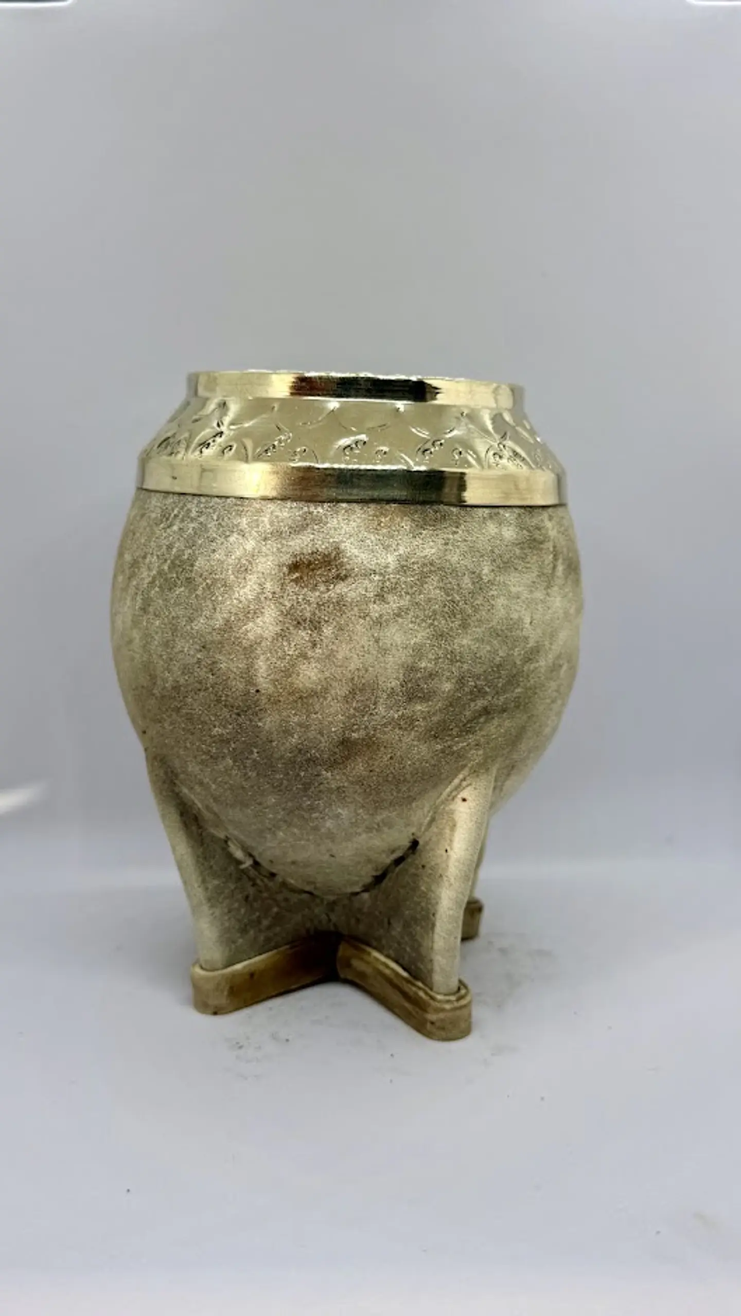 Mate Torpedo de Calabaza con Virola de Alpaca – Cuero Crudo 2