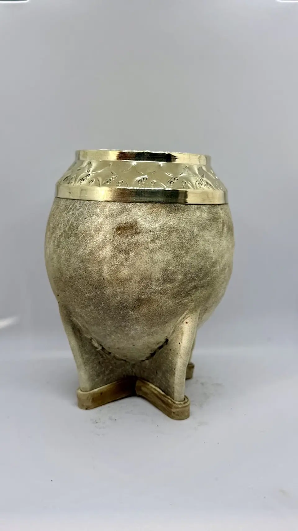 Mate Torpedo de Calabaza con Virola de Alpaca – Cuero Crudo 2