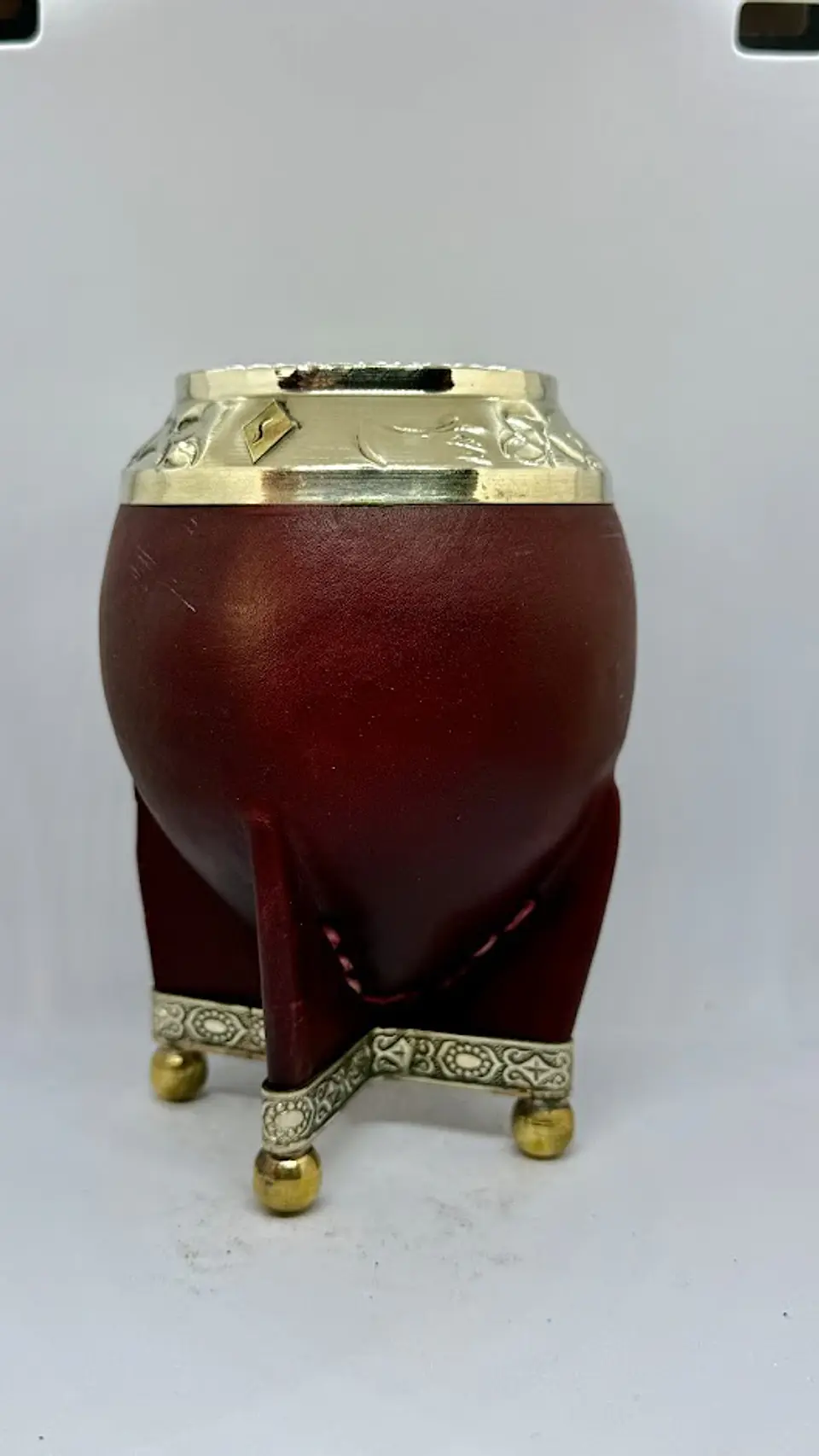 Mate Torpedo Súper Premium de Calabaza – Bordó/Vino Cuero Liso 1