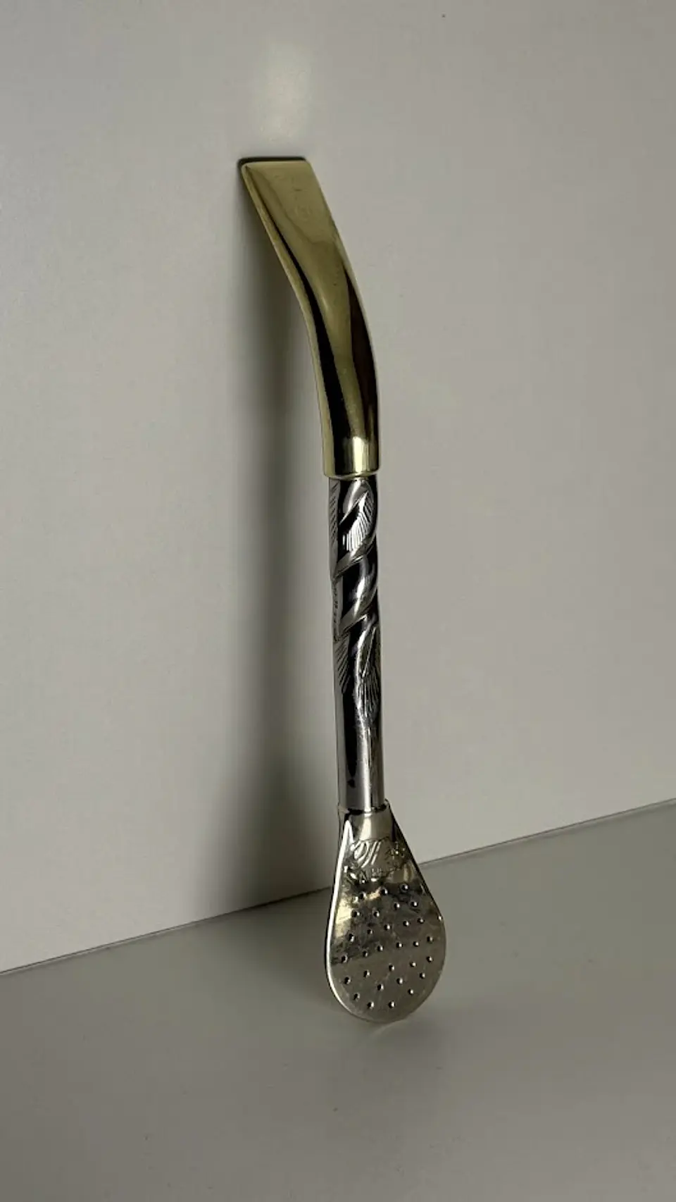 Bombillón de Alpaca Cincelado – Caño Grueso 10 mm 2