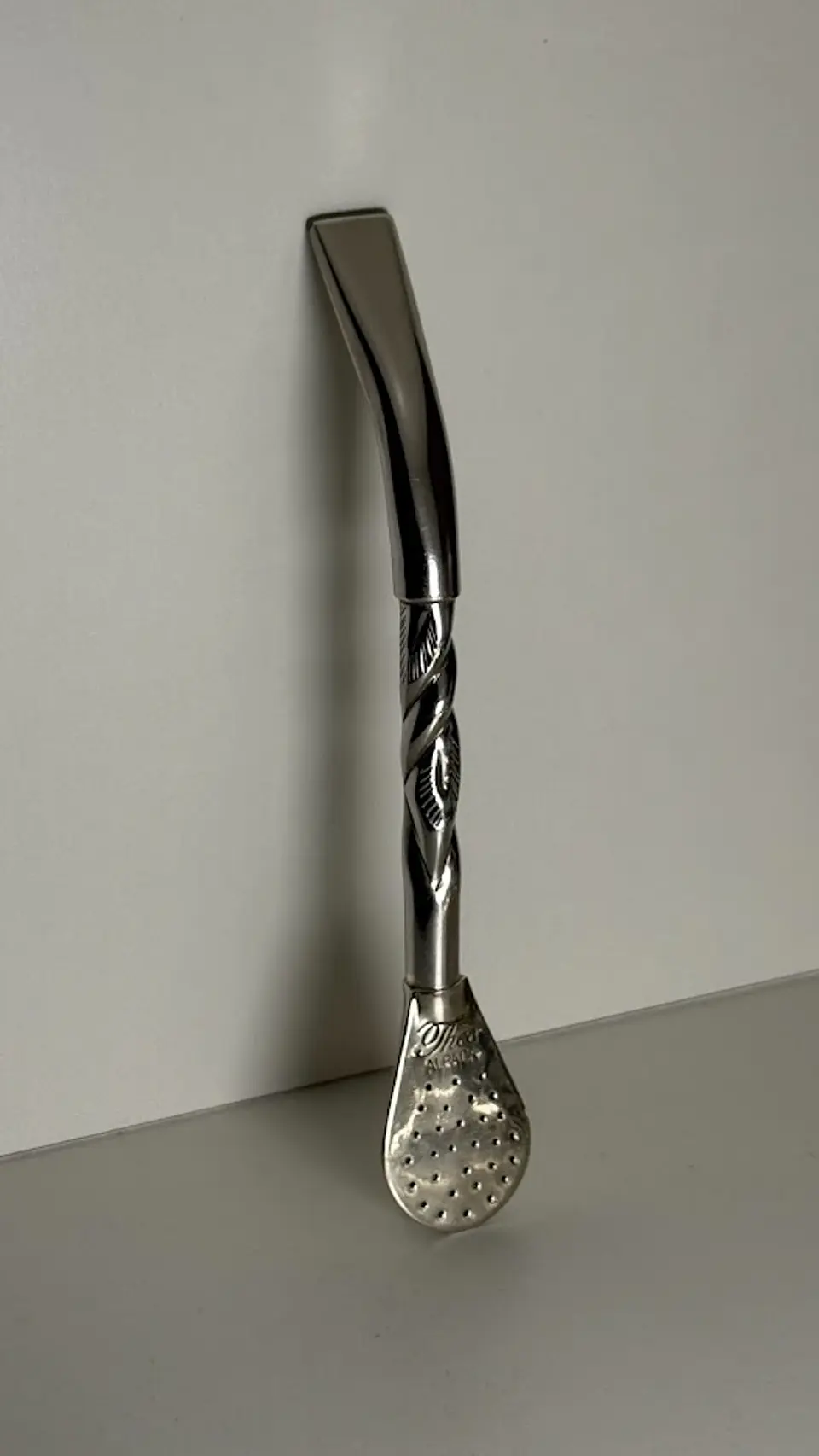 Bombillón de Alpaca Cincelado – Caño Grueso 10 mm 3