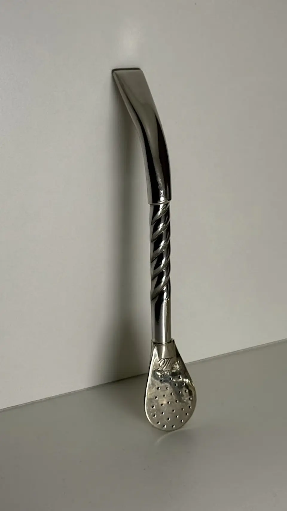 Bombillón de Alpaca Cincelado – Caño Grueso 10 mm 4
