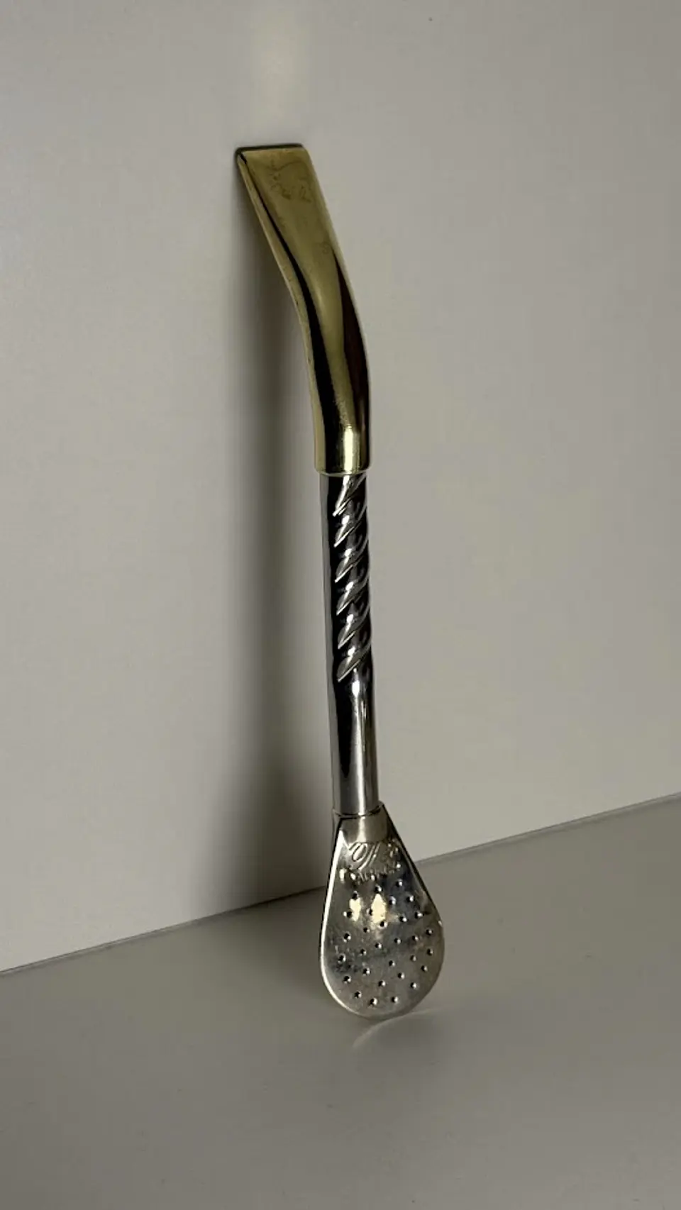 Bombillón de Alpaca Cincelado – Caño Grueso 10 mm 5