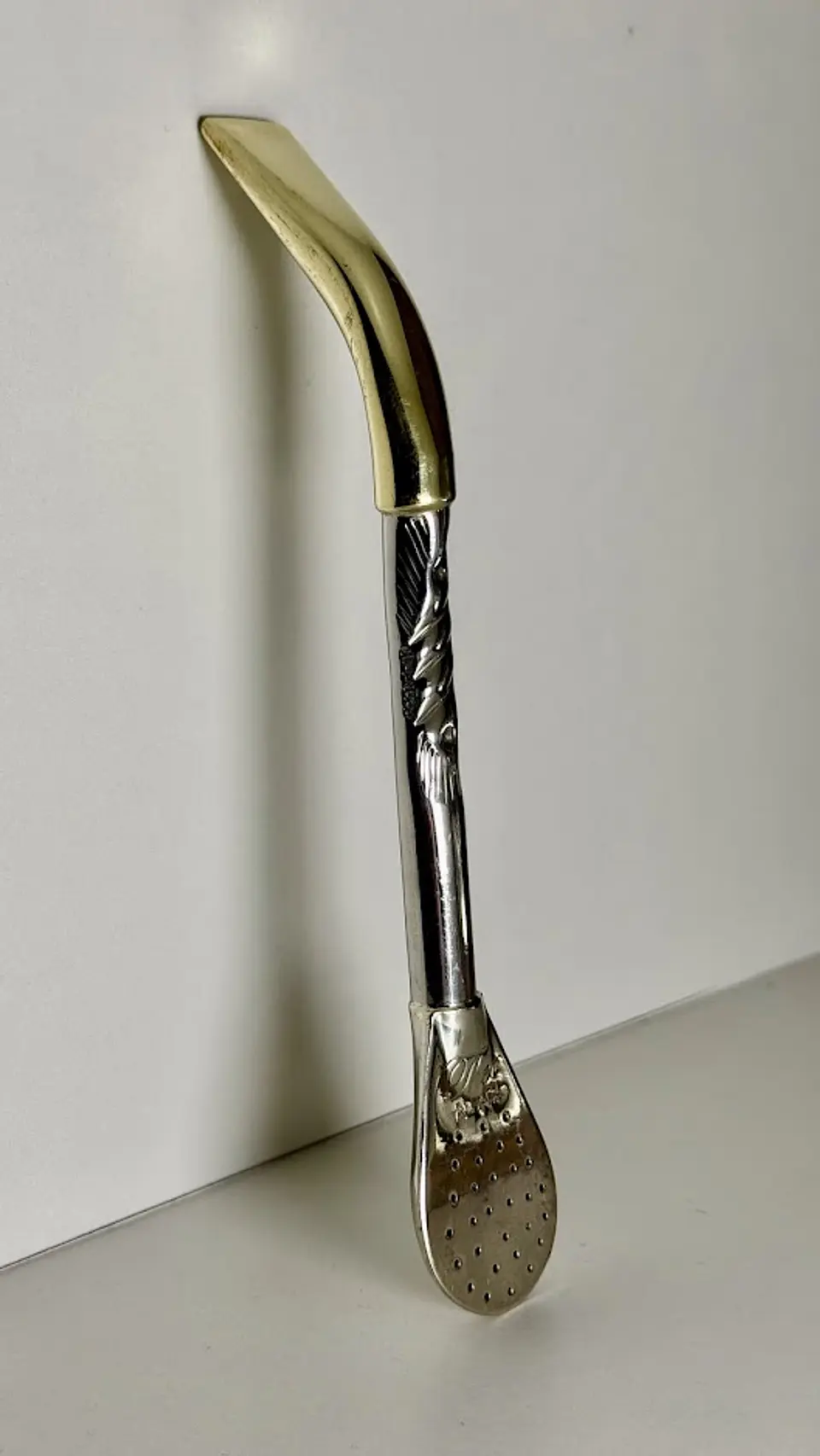 Bombillón de Alpaca Cincelado – Caño Grueso 10 mm 10