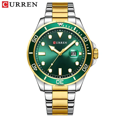 Reloj Curren 8388 Hombre Acero - Plata Dorado Verde