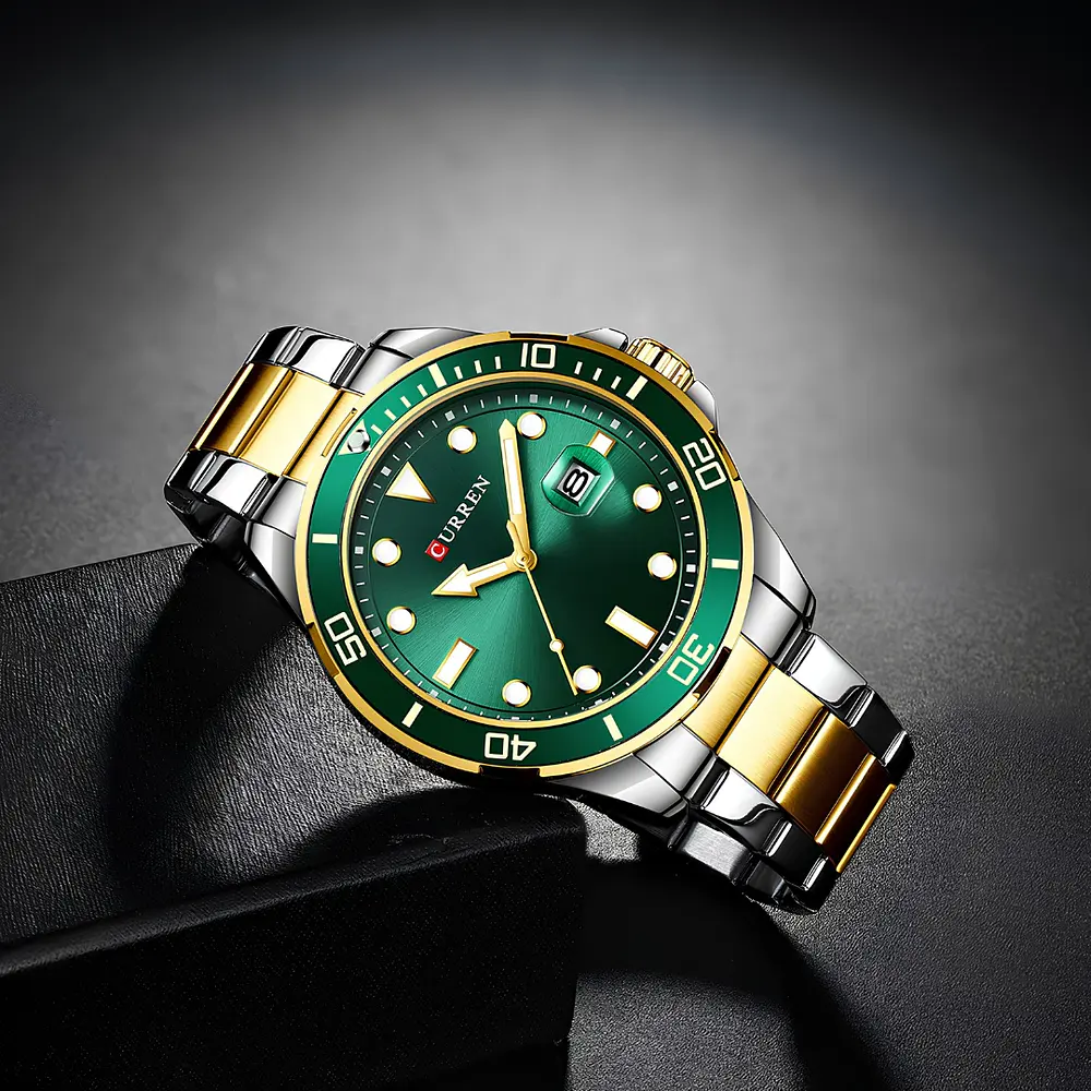 Reloj Curren 8388 Hombre Acero - Plata Dorado Verde