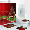 Set de Baño Navideño de 4 piezas /cortina / Alfombra