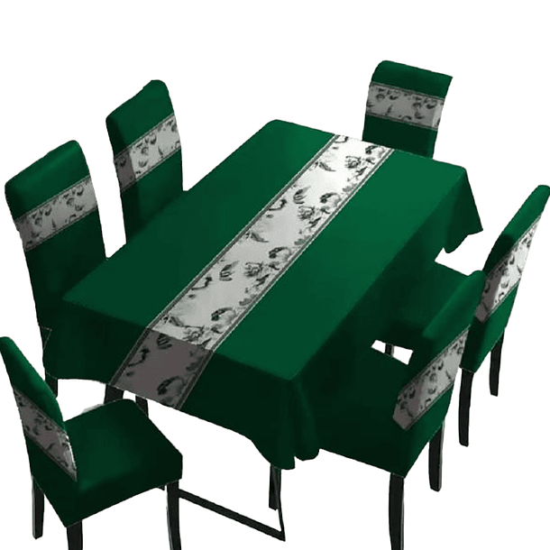 SET de Mantel Anti-manchas con 6 Fundas de Sillas elasticadas con Diseños 5