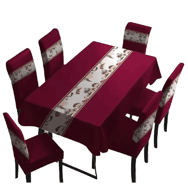 SET de Mantel Anti-manchas con 6 Fundas de Sillas elasticadas con Diseños 7