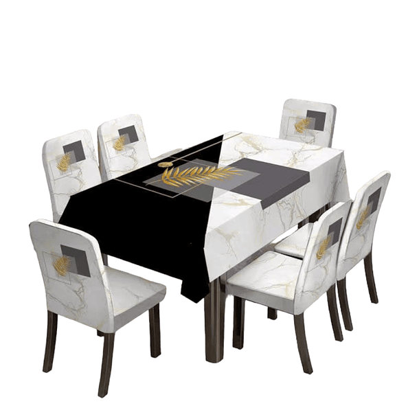 SET de Mantel Anti-manchas con 6 Fundas de Sillas elasticadas con Diseños 10