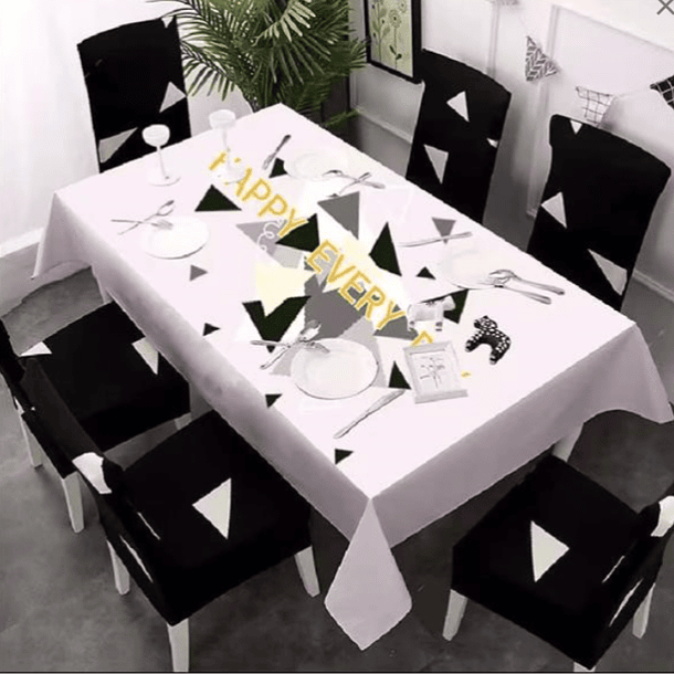 SET de Mantel Anti-manchas con 6 Fundas de Sillas elasticadas con Diseños 12