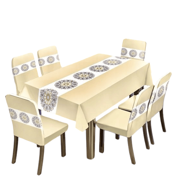 SET de Mantel Anti-manchas con 6 Fundas de Sillas elasticadas con Diseños 15