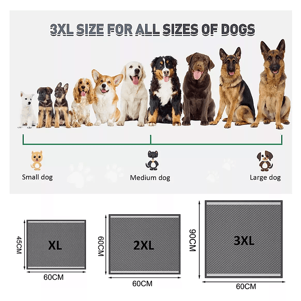 20 Pañales Sabanilla Mascota Baño Perros De Carbón 60x90 Cm 5