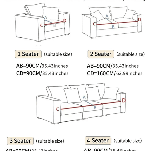 Cubre Sofa Anti-deslizante Cubierta De Sofa De 3 Cuerpos 7