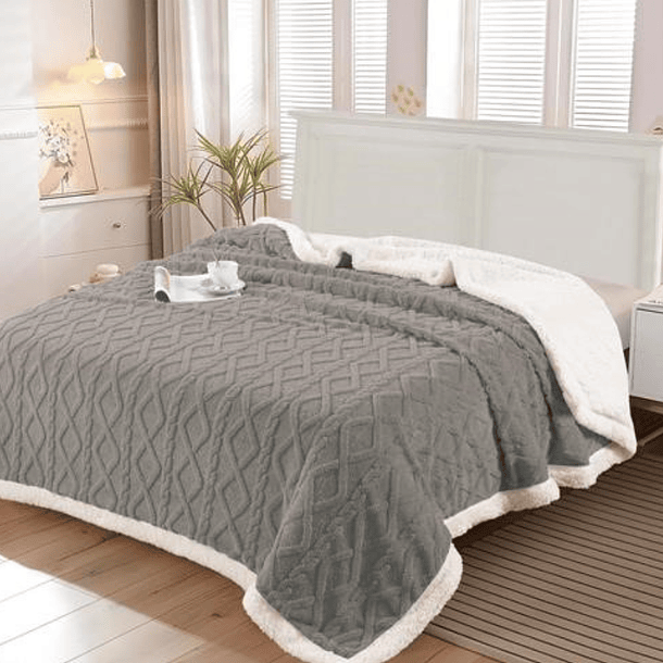 Frazada Dos Plazas Termica Trenzada 200x230cm  1