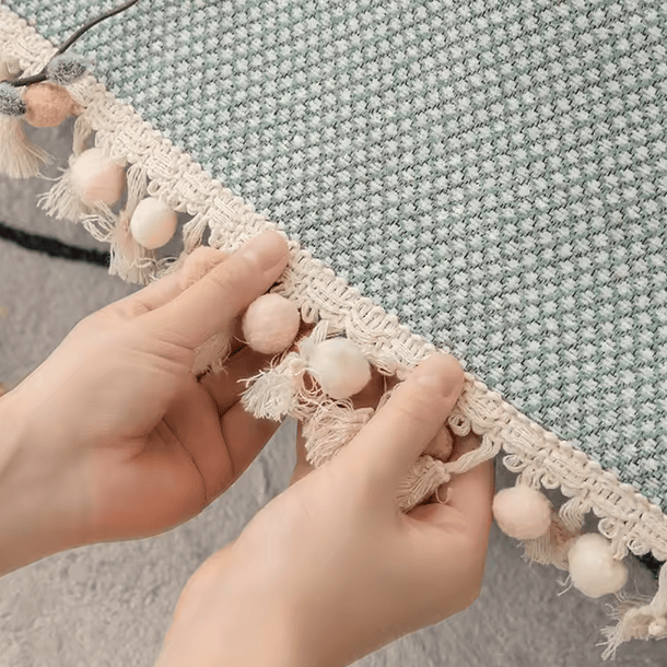 Cubre Sofa Anti-deslizante Con Pompones Cubierta De Sofa De 3 Cuerpos 5