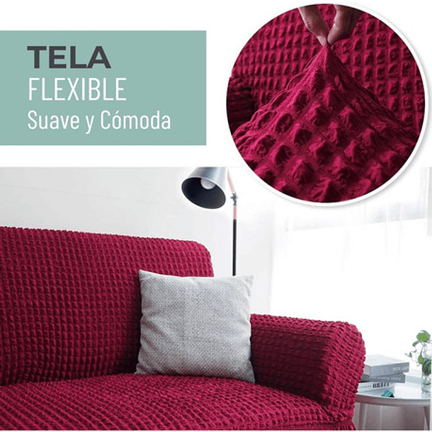 Funda Sofa Elastica Cubre Sillon Turco Juego 3+1+1 Cuerpos Color Burdeo 5