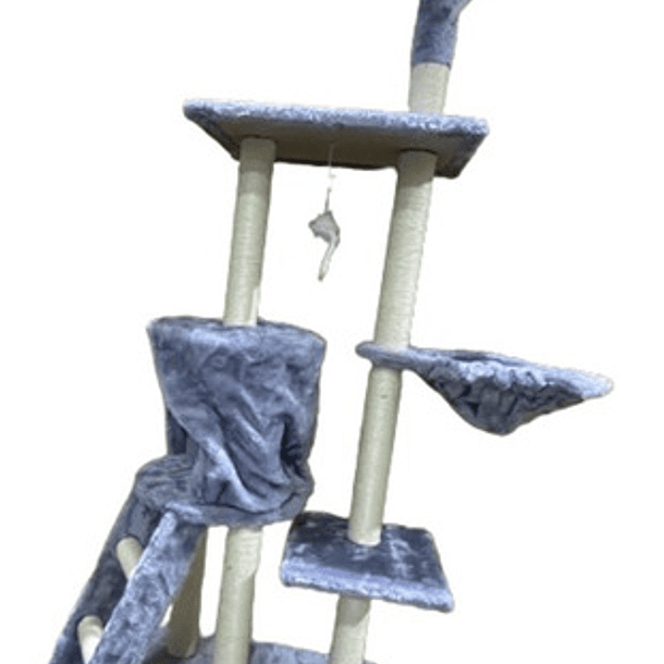 Torre Arbol Con Casa Rascador Juguete De Gatos Terciopelo Color Gris 4