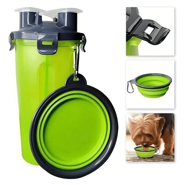 Bebedero O Comedero Doble Portátil Para Mascotas Gato Perro Color 0 1