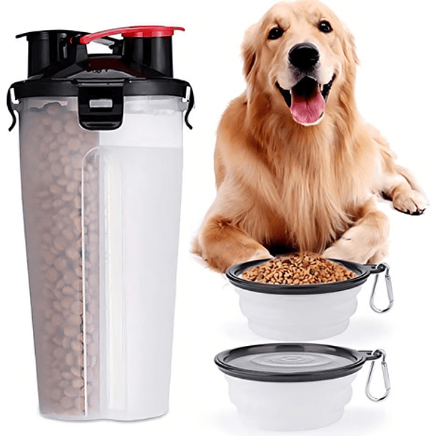 Bebedero O Comedero Doble Portátil Para Mascotas Gato Perro Color 0 2