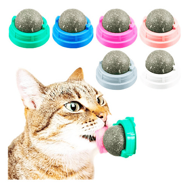 Bola De Hierba Gatera Giratoria Para Gatos Base Verde 1