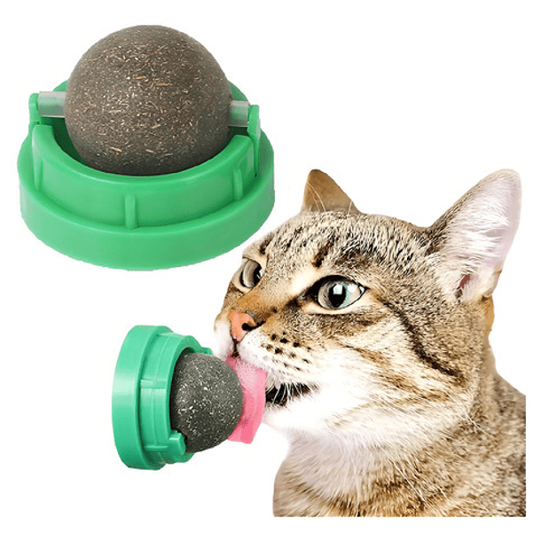Bola De Hierba Gatera Giratoria Para Gatos Base Verde 3