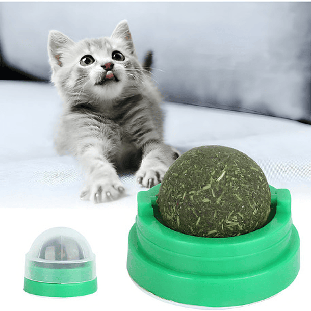 Bola De Hierba Gatera Giratoria Para Gatos Base Verde 4