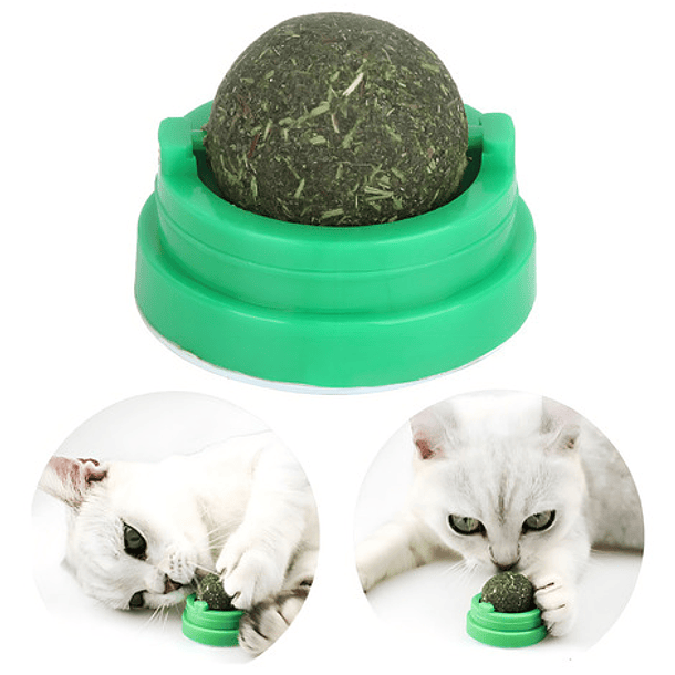 Bola De Hierba Gatera Giratoria Para Gatos Base Verde 6