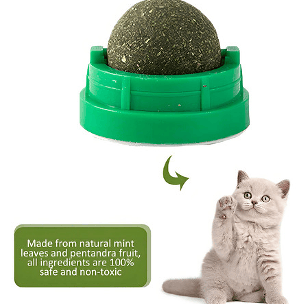 Bola De Hierba Gatera Giratoria Para Gatos Base Verde 10