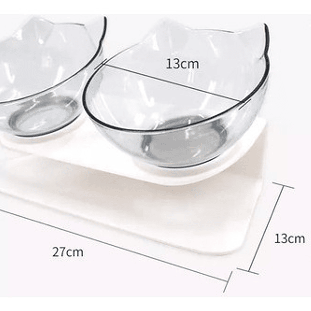 Comedero Doble Para Gatos. Antivomito- Ortopédico Inclinado Color Blanco