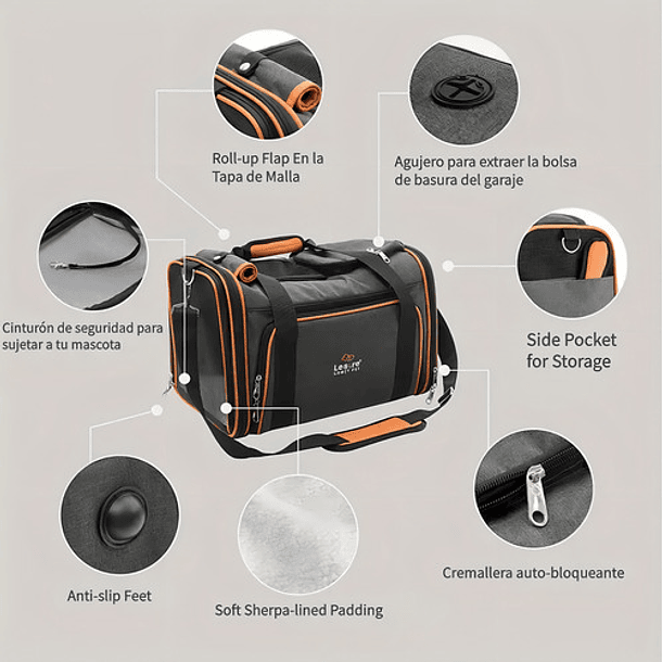 Bolso Transportadora De Mascotas Gadnic Jau03 Tamaño Pequeño Base Acolchonada Extensible 10