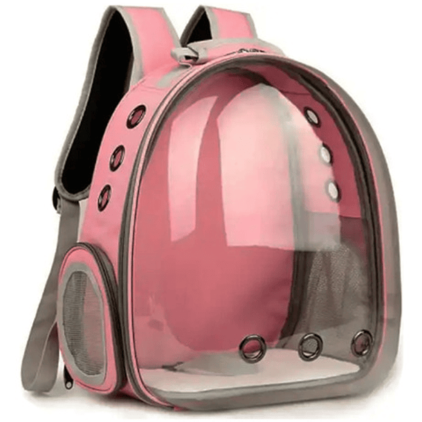 Mochila Transportadora Para Perros Y Gatos Con Vista Panorámica, Color Rosa Ride 1