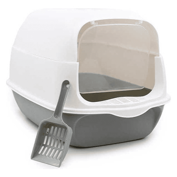 Arenero Para Gatos Cerrado Con Pala Color Gris 1