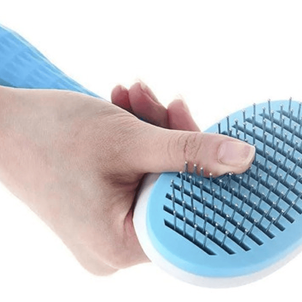 Cepillo Para Perros Y Gatos, Expulsador De Cabello Color Celeste 1