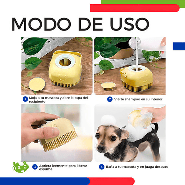 Cepillo Masajeador De Silicona Con Dispensador De Shampoo Para Mascotas Slim Company Perfecto Para Perros Y Gatos Baño De Limpieza Profunda, Masaje Relajante Y Cuidado Del Pelo Color Amarillo 2