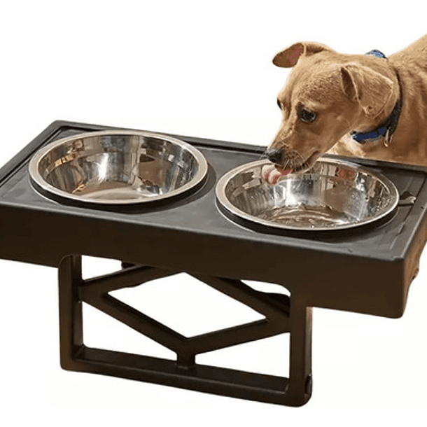 Comedero Bebedero Metálico Base Antideslizante Para Mascotas