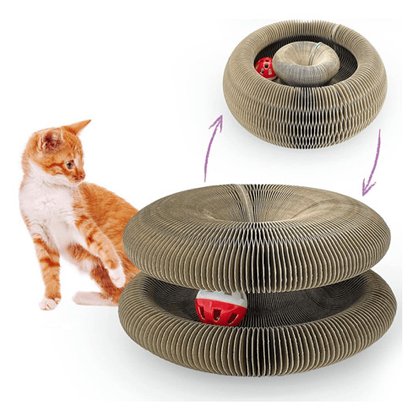 Rascador Torre Roro Cartón Marrón Con Acordeón 2 Niveles 3