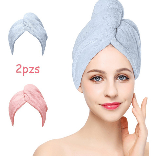 Toallas Cabello Microfibra Secado Rapido,turbante, 2 Uds 1