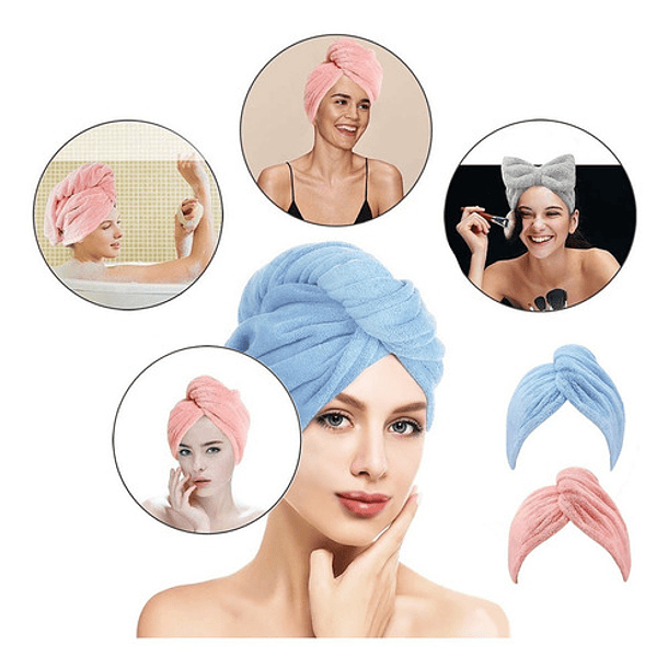 Toallas Cabello Microfibra Secado Rapido,turbante, 2 Uds 9