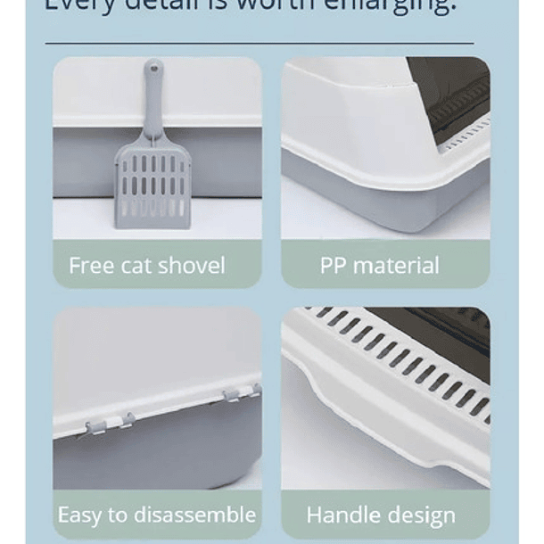 Arenero Baño Sanitario Para Gatos Cerrado Abierto 2 En 1 Xl 3