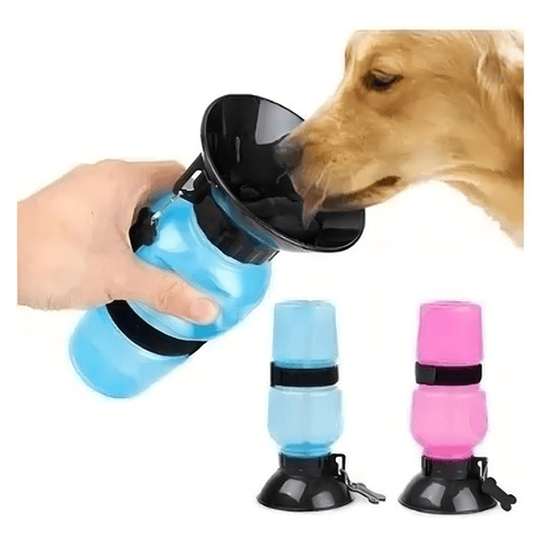 Botella Agua Bebedero Mascota Perrito Paseo 500ml Color Azul 4