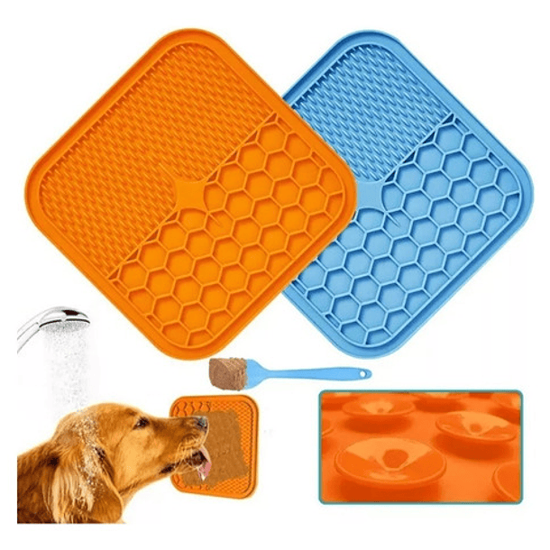 Genérica Lick Mat Alfombra E Paleta Comedero Interactivo Perros Gatos Color Azul 3