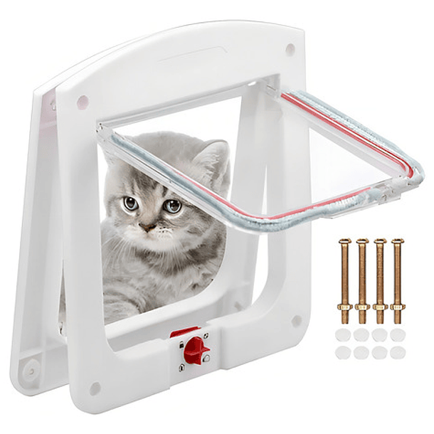 Puerta Para Mascotas Puerta Gatera Puerta Abatible Perro Color Blanco 1