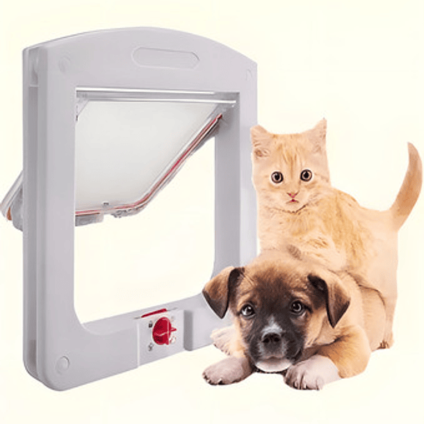 Puerta Para Mascotas Puerta Gatera Puerta Abatible Perro Color Blanco 4